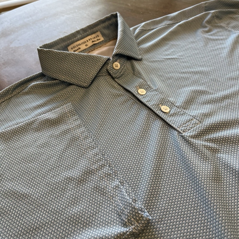Holderness & Bourne Tailored Fit Geometric Performance Polo Golf Shirt Men's XL